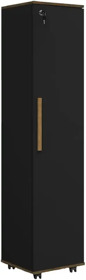 Armário Multiuso Lavanderia Com Chave e Rodízios 1 Porta (PRETO)