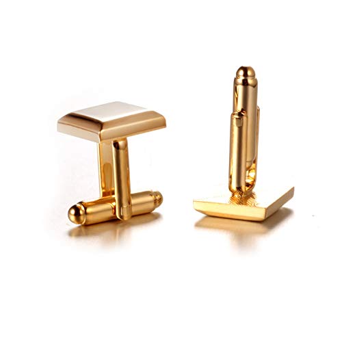Mancuernillas cuadradas doradas para hombre KnBoB miniatura 5