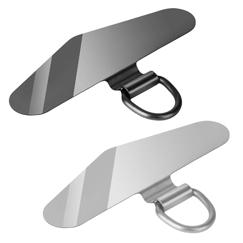 2Pcs Phone Tether Tab, Metal Sticky-Free Phone Lanyard Triangle-black+silver - 第 3/55 張圖片