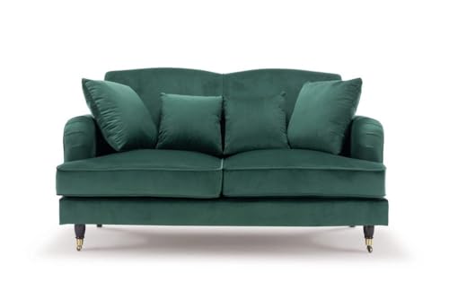 Modern 2 Seater Green Velvet Sofa for Living Room, Office, Small ...