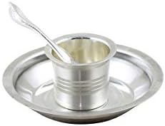 GoldGiftIdeas Silver-Plated Tarbhana Pooja Thali Set (Silver)