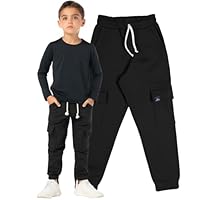 Calça Infantil Menino Cargo Moletinho Com Bolso Elástico (BR, Idade, 12 Anos, 13 Anos, Preto)