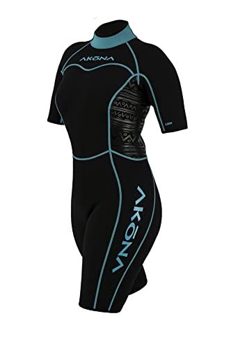 Akona Women's 2.5Mm Back Zipper Shorty Wetsuit. Scuba, Snorkeling, Paddle Boarding, Kayaking, Surfing - Tiffany, 11 #TOP5