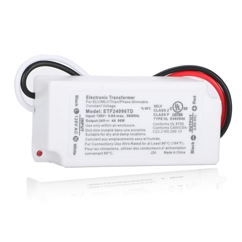 96W Dimmable LED Driver, 120V AC to 24V DC Dimmable Transformer | Electric Power Supply Adapter, 96W LED Dimming Driver, Electric Power Supply Compatible with lutron, leviton Dimmers