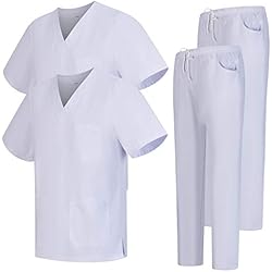 Uniforme Repartidor Amazon MISEMIYA - Pack * 2 Pcs - Casaca Y PANTALÓN Sanitarios Unisex Uniformes Sanitarios MÉDICOS 2-6801-6802 - M, Blanco 68