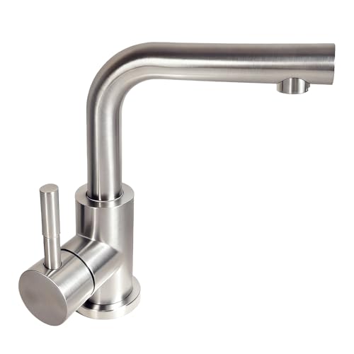 Wasserhahn Bad, SEMANEY 360° Drehbar Waschbecken Armaturen, Einfache Montage Einhebelmischer Waschbecken Mischbatterie Edelstahl, L Form Armatur für Bad, Hochdruck Waschtischarmatur Gebürstet