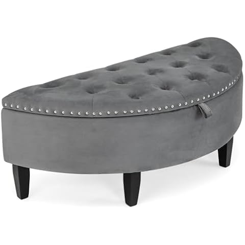 RELAX4LIFE Velvet Storage Ottoman Bench Cover