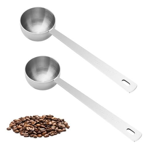 APOMOONS 2 Pieces Coffee Scoop Tablespoon Scoops with Long Handle 15 ml Stainless Steel Coffee Measuring Spoon for Ground Coffee Loose Tea Milk Brewin and Powder