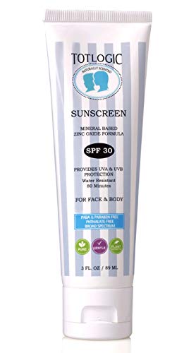 TotLogic Natural Mineral Sunscreen SPF 30, 3 oz | Biodegradable Reef Safe Zinc