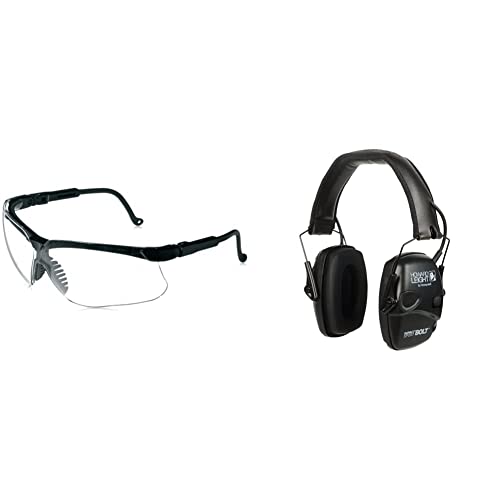 Howard Leight by Honeywell Genesis Sharp-Shooter Shooting Glasses, Clear Lens (R-03570) with Howard Leight Impact Sport Bolt Digital Electronic Shooting Earmuff, Black