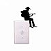 Produktbild Wenquan,Cowboy Spielen Gitarre Silhouette Lichtschalter Aufkleber Cartoon Vinyl Musik Wandaufkleber Ausgangsdekor(Color:SCHWARZ,Size:10,9 x 8,6 cm)
