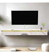 Pmnianhua zwevende tv-unit, 59" wandgemonteerde tv-kast, zwevende planken met 2 laden en 1 D...