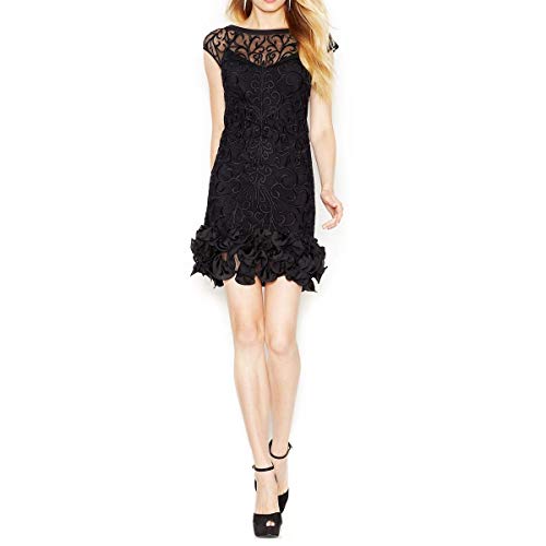 Jessica Simpson Women's Short-Sleeve Lace Ruffle Hem Dress