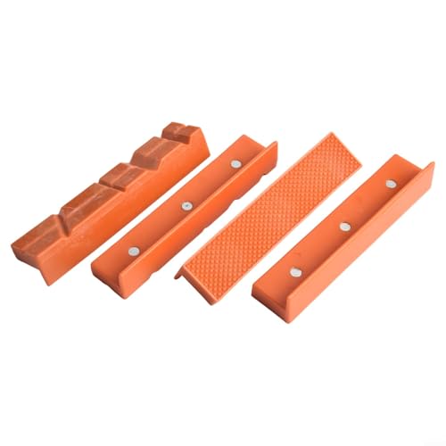 Zilimontt 4Pcs Magnetic Soft Jaw Pads for for 4/5/6 Inch Bench Vice Mill Clamp Drill Press, PPT Rubber Vice Jaw Covers Protect Wood, Metal, Plastic, Tubing and Threaded(5inch Orange)