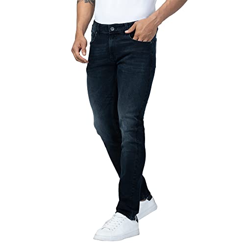 Image of Spykar Men Mid Rise Cotton Regular Fit Narrow Length Jeans (Rover)