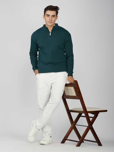 Image of LOQUE Men's Wool Blend Selection Sweater Half Zip High Neck Pullover Warm Casual Winter Wear for Office and Travel