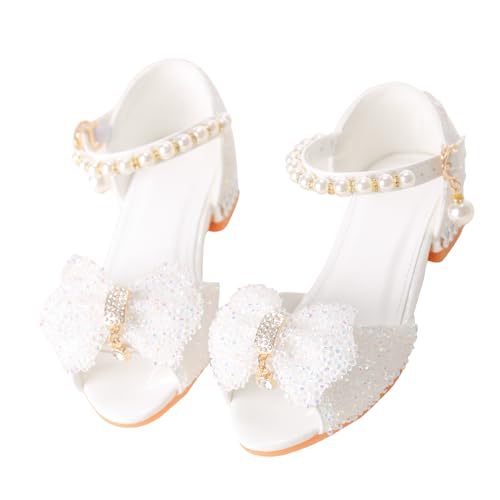 LongitudinalhorseSparkle Princess Sandals for Girls 3-12, Glitter Dress Shoes with Rhinestone Bowknots, Soft Soles Party Shoes for Toddler Kids Christmas Pageant Wedding Party