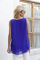Yommay Chiffon Tank Tops für Damen Sommer Elegante ärmellose Business Cami Casual Blusen Tuniken,königsblau,M EU – Ansicht 3