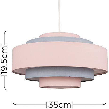 Modern 5 Tier Cylinder Ceiling Pendant Light Shade in a Pink Finish - Complete with a 10w LED Bulb [3000K Warm White]