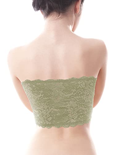 Image of Boao 3 Pieces Women's Floral Lace Tube Top Bandeau Strapless Bras Seamless Stretchy Chest Wrap
