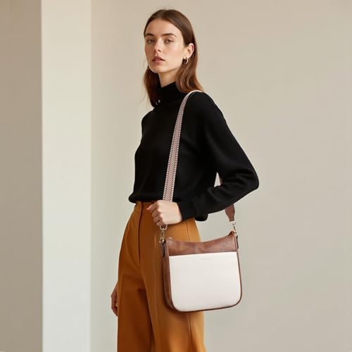 Image of BOSTANTEN Crossbody Bags for Women Trendy Vegan Leather Hobo Purses Shoulder Handbags Wide Shoulder Strap