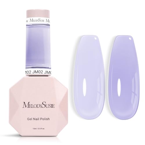 Image of MelodySusie Jeweliver Gel Nail Polish, 0.5Fl Oz Light Purple Jelly Gel Polish Sheer Translucent Nude Soak Off UV LED Light Cure Spring Summer Colors Manicure Nail Art DIY at Home JM02
