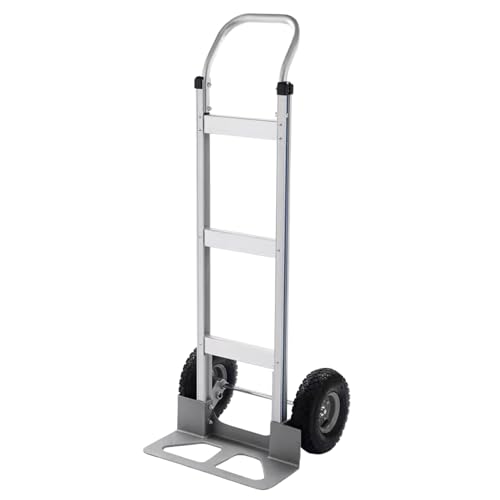 Carretilla de Mano de Aluminio, Carretilla con Asa y 2 Ruedas Antideslizantes, Carro de Plataforma con Capacidad de 200 kg. Ideal para Transporte en Almacén, Supermercado, Jardín, Mudanzas