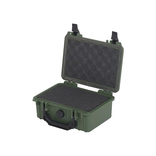 Image of MEIJIA IP67 waterproof hard compact case,Customizable Fit Foam,8.12 inchx6.56 inchx 3.56 inch,Fit Use of Drones, Cameras,Equipments,lens (Green)