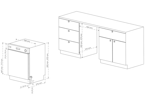 Telefunken Unterbau-Geschirrspüler | Spülmaschine 60 cm | 12 Maßgedecke | 9 Programme | AquaStop - Schutz vor Wasserschäden | Auto-Door | leise 44 dB | inkl. Besteckkorb | G-EU-6014-C-I
