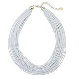 Bocar Multi Layer Chunky Bib Statement Seed Beads Cluster Collar Necklace for Women Gift (NK-10351-white)