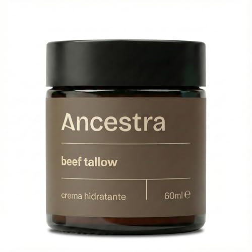 Ancestra - Beef Tallow Puro de 60 ml | Sebo de Res Natural, Crema Hidratante Corporal y Facial, Vacas 100% Alimentadas con Pasto, Grasa Rica en Vitaminas para Piel Seca