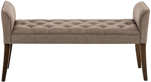 CLP Chaise Longue Cleopatra con Tapizado de Tela I Banco Largo Acolchado en Estilo Chesterfield I Silla Larga I Color, Color:Gris Pardo, Color del Marco:Envejecido Oscuro - imagen 6