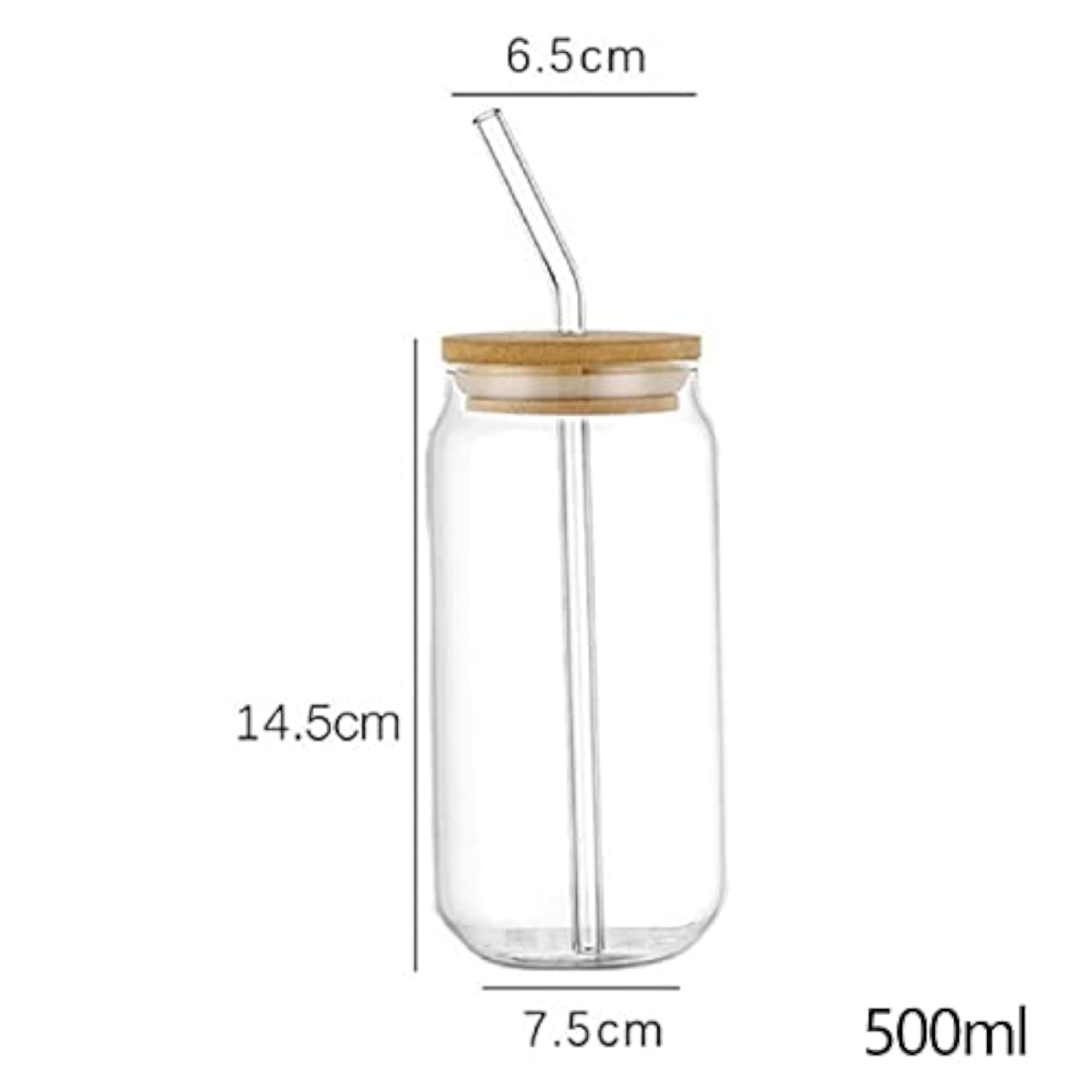 Bubble Tea Cup with Lid and Straw, 500ml