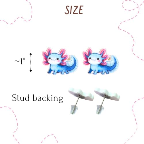 Axolotl Earrings 9PC Set Cute Earring Drop Style Fun Animal Designs Weird Funky Looks Silly Novelty Accessories Women Perfect Party Favors Gift Ideas for Kawaii Lovers Quirky Unique Accessory3