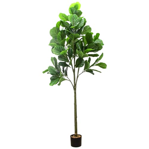 SZHLUX 6.2FT Artificial Fiddle Leaf Fig Tree, Artificial Plants for Home Decor Indoor, Lifelike Evergreen Fake Artificial Ficus Tree Perfect Match for Home Office Decoration