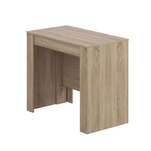 Habitdesign – Mesa Extensible para Comedor, Mesa Ampliable para Salón o Cocina - 5 Posiciones y hasta 10 Comensales - Roble Canadian - 50-235x90x78 cm - Modelo Consola