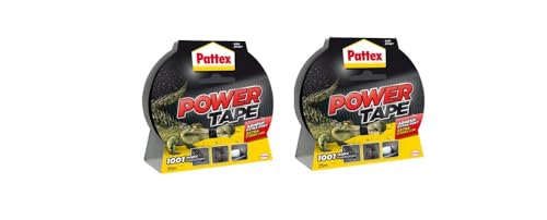 Pattex Power Tape - Adhésif extra-fort noir (Lot de 2 rouleaux de 25 m) – Bande adhésive toilée tous supports – Ruban adhésif étanche pour charges...