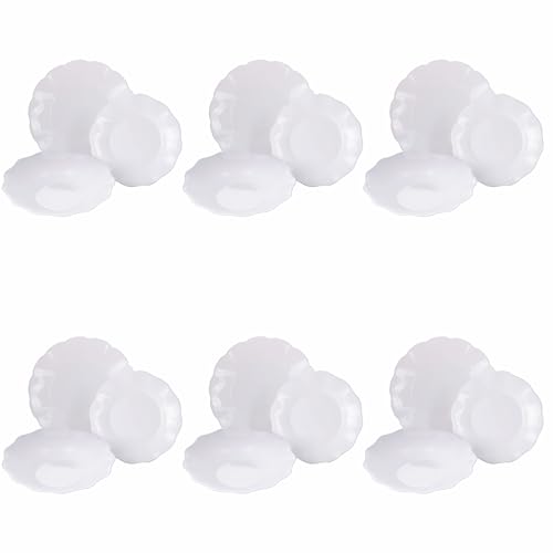 Vajilla de 18 piezas, de vidrio opal, 6 comensales, borde festoneado