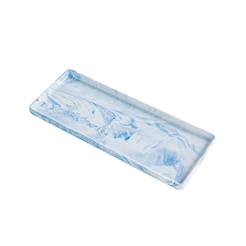 Qeeadeea Quadratisches Marmordekor-Tablett Für Schmuckstücke, Badezimmerzubehör Aus Marmor, Große Marmoruntersetzer-blau-23.5cm Cover