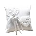 Amosfun - 1 pièce - Coussin de Mariage Romantique - Motif Fleurs Blanches carrées - Décoration de Mariage