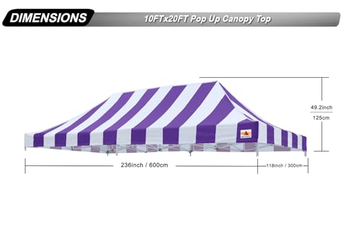 Image of ABCCANOPY Replacement Canopy Top for Pop Up Canopy Tent 10x20 Purple Stripe