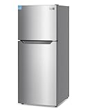 BLACK+DECKER 12.1 Cu. Ft. Top Mount Refrigerator with Freezer, 2 Door Refrigerator with Top Freezer and Adjustable Temperature Control, ENERGY STAR, BR1210HS, Stainless Steel Look
