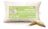 Bean Products Kapok 13' x 18' Toddler Pillow - Breathable, Eco-Friendly and Durable Organic Cotton Fabric Bed Pillow - Soft and Supportive Pillow for Sleeping, Made in The USA