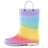 K KomForme Girls Boys Rain Boots Waterproof with Easy on Handles for Toddler/Little Kid/Big Kid
