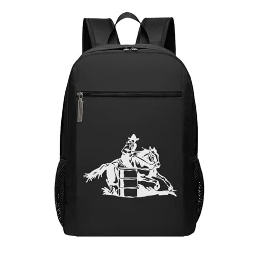 Barrel Racing Cowgirl Rodeo Horse silhouette Travel Laptop Backpack, Business Anti Theft Slim Sturdy Laptops Backpacks, College Computer Bag Gift for Men & Women Fits 17 Inch Notebook,Black