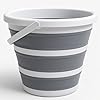 Balde Retrátil 3L Silicone Dobrável com Alça Ergonômica Multiuso Flexível Limpeza Geral 3 Litros Pescaria Viagem Praia Fácil de Armazenar e Guardar (Cinza)