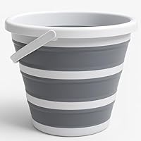 Balde Retrátil 3L Silicone Dobrável com Alça Ergonômica Multiuso Flexível Limpeza Geral 3 Litros Pescaria Viagem Praia Fácil de Armazenar e Guardar (Cinza)