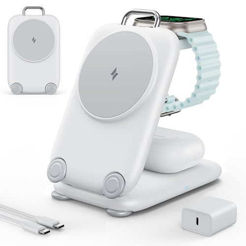 3in1 ���C�����X�[�d�� MagSafe�[�d�� �܂肽���ݎ� 3in1�[�d�� �y20W USB-C�[�d��{1.5m�P�[�u���t���z iPhone/Apple Watch/AirPods�Ή� 3�䓯���[�d �p�x�����\ �}�O�l�b�g�� ���s�p�E����p iWat