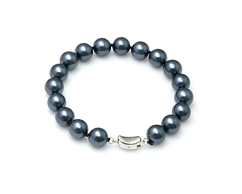 Preisvergleich Produktbild Schmuckwilli Muschelkernperlen Perlenarmband Perlen Armband schwarz Hochwertige 20cm mb1035-20 (10mm)