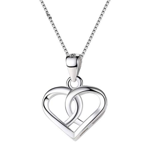 925 Sterling Silver Interlocked Cross Double Hearts Womens Necklace18